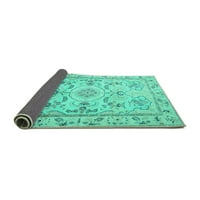 Ahgly Company Indoor Medallion Medallion Turquoise Blue Traditional Area Rugs, 2 '4'