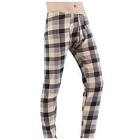 Мъже панталони ултра дебели термични плюс размер единични решетки до дъно памучна вата панталони фланелни панталони свободно време прилягане на прост стил улично