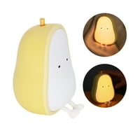 Worallymy Cartoon Pear Fruit Night Lamp Топло жълто топло бяло 2200-3100K регулируем силикон нощно светло прекрасна детска играчка за легла лампа