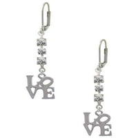 Silvertone Love in Square Crystal Madison Leverback обеци