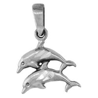 Стерлинг сребро двойно скачане делфин колие с диамант окислено покритие BX_15
