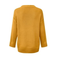 Пуловери за жени Средно разхлабен плътен цвят дълъг ръкав V FACK PULLOVER пуловер