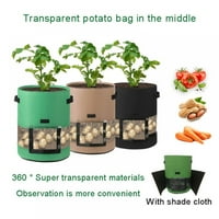 Галон картоф от картофи, едностранни чанти за засаждане на градина с прозорци с трайна дръжка, нетъкани саксии за зеленчуци зеленчуци от растеж