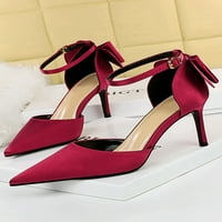 Lumento жени d'Orsay токчета с рокли за каишка за глезени, заострени сандали с токчета стилети с високи токчета сватбени обувки вино червено 5
