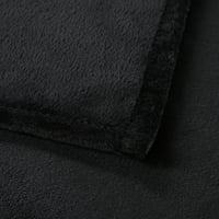 Fleece Black Blanget Throw - Fluffy Heal Size Ofneret за диван, малък топъл диван за пътуване, офис