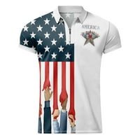 Мъжки поло риза 4 юли Ден на независимостта Мъжът лятен печат T Отпуснете яката с късо ръкав тениска тениска върхове