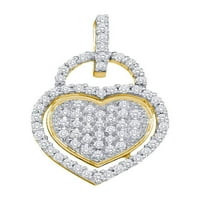 10kt жълто злато дамско кръгло диамантено сърце заключване висулка cttw