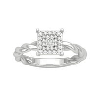 Araiya 14K White Gold Diamond Cluster Band Ring, размер 5.5