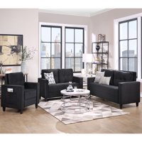 1+2+3 -местен диван комплект, мебели за диван в стил Morden, комплект за домашен офис - черен