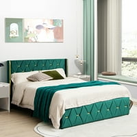 Костуей Queen Tigressed платформа Bed Frame Регулируема табло за глава на таблото модерно зелено