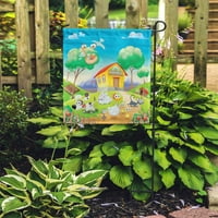 Пейзаж дом Забавен анимационен филм и градински персонаж Куче Природа градина флаг декоративен флаг къща банер