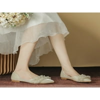 Lacyhop жени пешеходни обувки комфорт апартаменти Оценителни пръсти с плоски обувки Сватбени меки мокасини Елегантно приплъзване на бежово 4.5