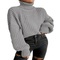 Glonme дълъг ръкав пуловер за жени свободни шикозни джъмперни върхове елегантни плетени пулове