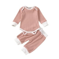 Koaiezne Toddler Boys Girls Spring есен чист цвят оребрен ромпър панталони бебешки дрехи за свободното време
