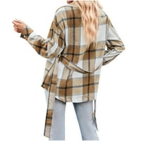 Aufmer дълъг женско яке палто жени карирани ежедневни дълги ръкави хлабаво палто с яке с джоб с джоб