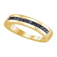 10kt жълто злато мъжки кръгли черен цвят подобрен диамантен сватбена лента пръстен cttw