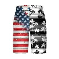 Мъжки ден на независимостта на американския флаг плаж къси панталони Графичен печат Дръпка за свободното време спортни къси шорти сив размер xxxxl