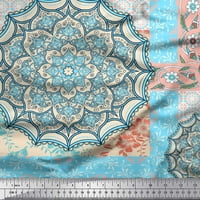Soimoi Viscose Chiffon Fabric Floral & Mandala Patchwork Print Fabric край двора