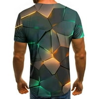 Yuwull Мъжки тениска 3D неразредена абстрактна печат с къс ръкав кръгла шия модна ежедневна ежедневна ваканционна тениска топ блузи на хлабина