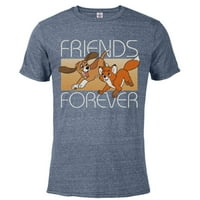 Disney FO и The Hound Friends Forever -Смесена тениска с късо ръкав за възрастни -поддържани -де снежен хедър