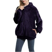 Tdoqot Лека есенно яке- Небрежен моден цип удобни якета с дълъг ръкав за жени лилав размер XL