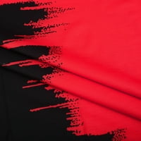Penkiiy Fashion Women's Summer V-Neck с късо ръкав щампа ежедневни тениски тениски за блузи за жени, големи XXL червено на разстояние