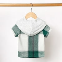 Летни ризи за момчета деца малко дете бебе пролет кариран с качулка с качулка с качулка