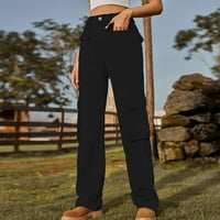Товарни панталони за жени с висока талия с дребни кльощави бутон с джобове средна талия за ежедневни панталони