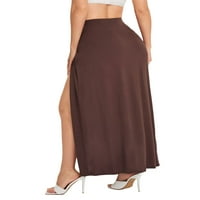 Женска пола с висока мощност, чист цвят високо сплит улично облекло пола