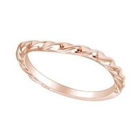 Кръгла форма Енезагмент на въжето с кръгла форма 14k твърд розов златен пръстен размер-5.5