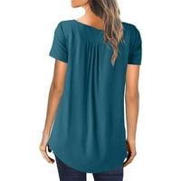 Женски тениски върхове на туники небрежни ризи с късо ръкав с плитчини дами плюс размер летни дрехи блуза върхове
