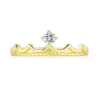 Toyella Women Small Zircon Crown Fine Ring Gold номер 9