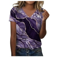 Женски ежедневни V-образни върхове тениска с къси ръкави отпечатана летна тениска в неформални ситуации