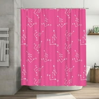 Розов фона на Doodle Phound Pattern завеса за душ с куки, математика водоустойчиви завеси за баня за декорации на баня