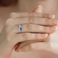 Нископрофилни пръстени за жени момичета ретро творческа форма куха морска синя цирконова пръстенна подаръци