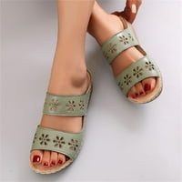 Летни сандали модни дами плоски цветя стил пролетни летни обувки за жени зелени размери 6.5