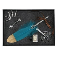 Комплект за перо за писалки, изискана изработка и винтидж стил, удобна за практикуване на трайни за използване, пера, за домашни подаръци синьо