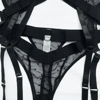 Odeerbi секси бельо комплект за жени модни сладки кухо плътно цветно бельо бельо Thong Neck Ring Suit Black