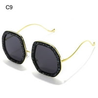 UV очила многоъгълни рамки Кристални диамантени слънчеви очила Мъжки нюанси Големи слънчеви очила за жени C9