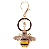 Xinqinghao Нов диамантен инкрустик прекрасна пчела животно прекрасна чанта за ключова верига КЛАЙ КЛЮЧ Пръстен висулка жълто