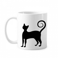 Черна котка местинг Елегантна животински контур халба керамика CERAC Coffee Porcelain Cup прибори за хранене