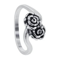 Gem Avenue Sterling Silver Double Rose Design Ring Size 4