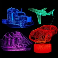 3D автомобилна нощ, шарки 3D лампа за илюзия на холограма, димоотворимо дистанционно управление интелигентно докосване, цветове, променяща LED светлина, лампа за само?