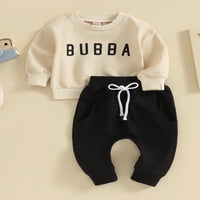 Бебешки бебета бебешки момчета тоалети с дълъг ръкав букви букви от печат с суичър с панталон есенни зимни дрехи