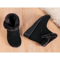 Увиване на дамски зимни обувки плюшени линии снежни ботуши Плъзнете върху глезена обувка студено време топла ежедневна обувка Лек цип удобно черно 9