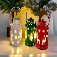DeYuer Outdoor Hanging Lantern Lights Декоративни елени и дървета издълбани дизайн Водоустойчива градинска светлина за двор Коледа