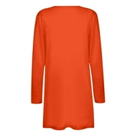 Жилетка за жени от твърд цвят отворен фронт мек драпиран руфъл блуза с дълъг ръкав Небрежен леки плюс върхове с размер с джоб на хлабина