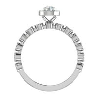 Кръгъл ореол диамантен годежен пръстен за жени, подреждащ се milgrain дизайн 14k бяло злато 0. ct tw