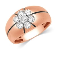 За вас флорални клъстери и гребени мъжки сватби на сватби 1. Карат бял естествен диамант 14K розово злато, размер на пръстена-10