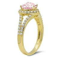 1. CT блестящо сърце отрязано симулиран розов диамант 14k жълто злато халян пасианс с акценти пръстен SZ 3.75